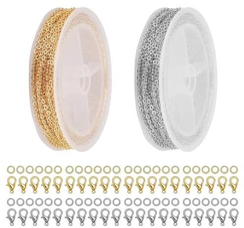 Zythrem 5m Gliederkette Meterware, Halskettenketten, Schmuckherstellung Zubehör, Kettenverschluss, Biegering, Schmuckherstellung für Halsketten, Ohrringe, Armbänder