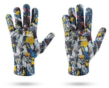Stretch-Handschuhe Mit Vollem Finger – Buntes Batikmuster, Vollfingerhandschuhe, Warme Strickhandschuhe Für Den Winter, Arbeits-, Lauf-, Fahrrad- Und Autohandschuhe Für Männer Und Frauen, Bunt,
