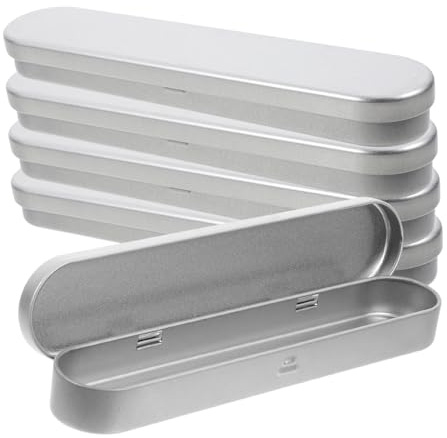 MINAOLULUS 5pcs Metal Pen Box Tin Pencil Holder Multi-functional Stationery Organizer Tin Pencil Case for Desk
