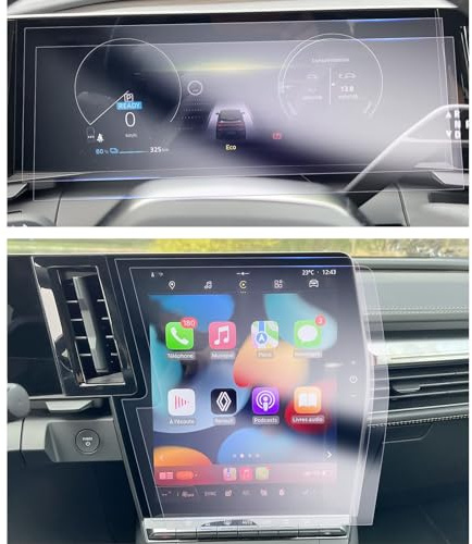 GAFAT Compatible avec Renault Austral Alpine/Espace 6/Rafale/Megane E-Tech/Scenic 2023-2025 2026 Film Protection d'Écran pour 12 Navigation OpenR + 12,3 Cockpit Nano Film, 6H Anti-Rayures [Lot de 4]