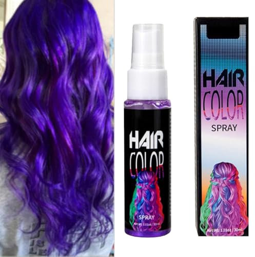 Temporary Hair Color Spray,Timesave Hair Color Spray,Hair Spray Instant Hair Color for All Hair Types Fast-Drying,Hair Coloring Spray for Party,Hollowen,Cosplay. (Purple, 10cm)