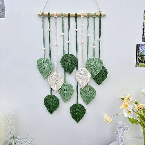 ZPrestiCraftbl Boho Makramee Wandbehang – Natürliche Grüne Deko für Schlafzimmer und Wohnzimmer Wanddeko