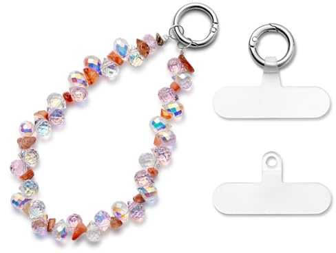 MORSUNBELA Perlen Handykette Kurz Handgelenk Handy Handschlaufe | Kurze universelle Perlen Handykette fürs Handgelenk,glitzerndes Handyband und Handschlaufe für Handy