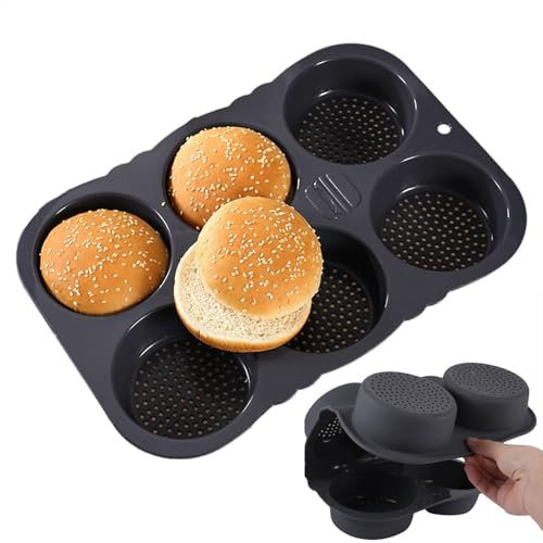 Pan De Hamburguesa Bun - Molde De Hamburguesa De Silicona, Moldes Para Muffins | Molde De Hamburguesas De Silicona De Cavidad, Molde Para Hornear De Pan Antiadherente Reutilizable, De Pan Flexibl