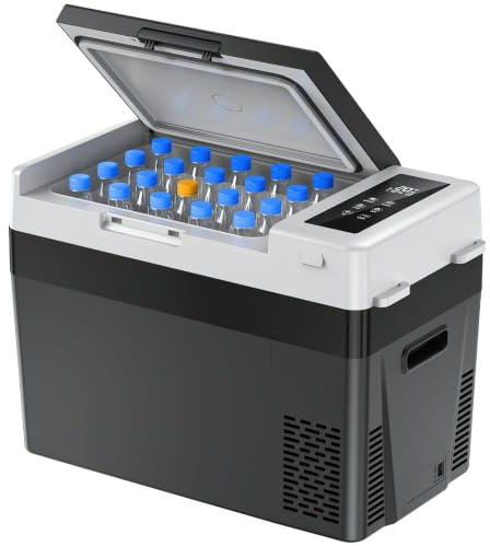 Marsail Réfrigérateur de voiture 12 V, refroidisseur électrique de 24 QT, réfrigérateur portable de voiture avec option d'alimentation par batterie, 12/24 V CC et 110-240 V CA pour camion, camping-car