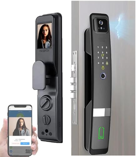 Smart Door Lock - 3D Face and Fingerprint Recognition, 6 Ways to Unlock, Keyless Entry Security System for Home, Easy Installation and User-Friendly Design