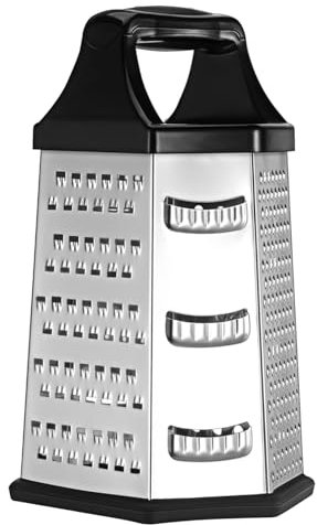 Mikikit Grattugia Manuale a Sei Lati Per Alimenti Grattugia Per Formaggio e Verdure Con Base Antiscivolo Utensile Da Cucina Portatile Per Frutta Aglio e Cipolle