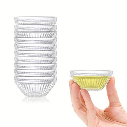 Cobenga 10 Stück Mini-Dip-Schälchen, 75 ml kleine Glasschalen für Dips, 3 Zoll Soßenschale für Gewürze, Dip-Saucen und Eiscreme-Toppings, spülmaschinenfest