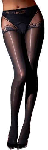 KANYULOVE Collants Femme Brillants Collant Huileux 8 Deniers Sexy Sans Couture Collant Infilable Femme