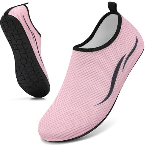gitzing Water Shoes for Women Men Beach Quick-Dry Swim Aqua Socks Breathable Barefoot Shoes for Surfing Running Driving Pool Yoga(Pink,39 EU/6 UK)