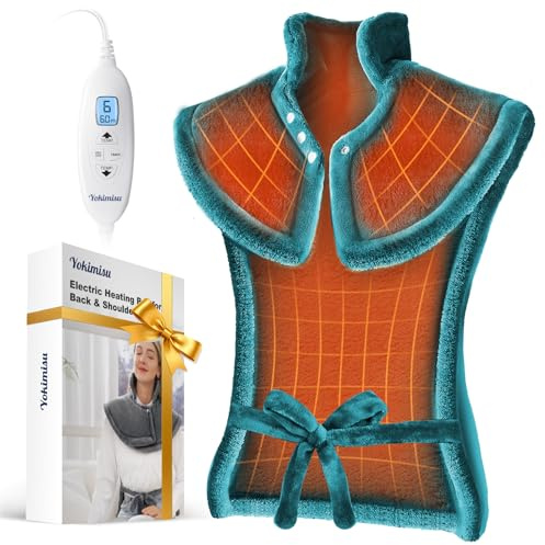 Heating Pad for Neck and Shoulders and Back | 2.5lb Weighted Heat Pad 24x33 | Large Electric Wearable | Fast Heating, ETL Certified | Gifts for Women, Men, Mom, Dad (Teal)