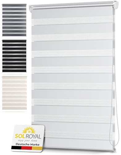 Sol Royal Doppelrollo 130 cm breit DL2 – Doppelrollo Klemmfix ohne Bohren 130x150 cm – Fensterrollo Innen Rollos für Fenster ohne Bohren – Sicht & Sonnenschutz Duo Rollo Fenster Rollos für Innen Weiß