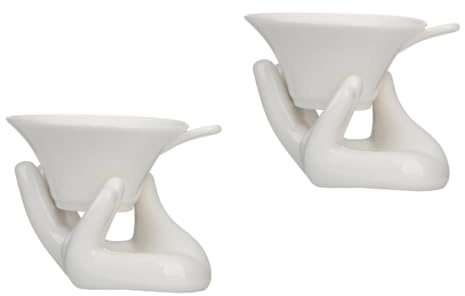 COLLBATH 2 juegos Filtros de Té Cerámicos Chino con Soporte Mano Guanyin Colador Infusor Reutilizable y Jazmín con Soporte Práctico y Diseño Seguro para Hogar y Regalo