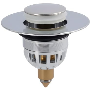Sink Plugs Bathroom Plug, Universal Pop Up Plug Stainless Steel Basin Stopper with Built-in Filter Basket, Push-Type Replacement Bath Drainer with Bounce Core for Wash Basin, Kitchen Sink, 34–40mm