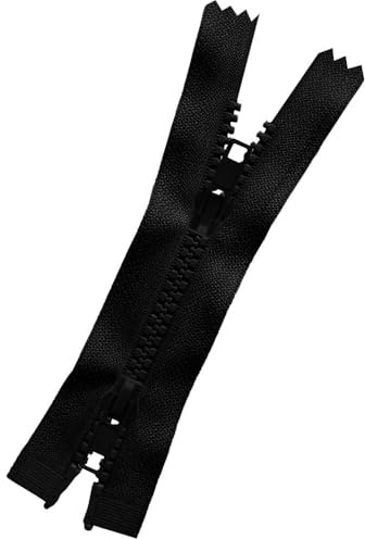 Schneidereibedarf Werner Reißverschluss für Jacken, Reißverschluss für Mäntel, 6mm Krampenschiene (Kunststoff), Teilbar, X-Form/2-Wege (Farbe: schwarz (580), Länge: 67 cm)