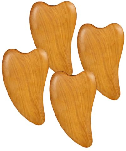 TEMPNAP 4 Stück Teiliges Holz Gua Sha Scraping Board für Gesichtspflege Langlebiges Massagegerät zur Muskelentspannung Kompakt und Handlich für Rücken Beine Schultern und Gesicht Tragbar
