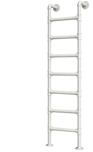 ZENSTYW Escalera De7 Peldaños Montados Desde La Pared Al Suelo, Escalera De Litera para Interiores,Escalera De Escalada Universa De Metal,para Ático,Dormitorio,Cubierta(7.4ft)
