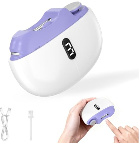 2026 Nouveau Coupe Ongle Electrique, 3 en 1 Lime a Ongle Electrique Automatique, Coupe Ongles avec Polissage avec lumière LED, avec 3 Vitesses pas de bruit, Pour Bébés, Adultes, Personnes Âgées-Violet