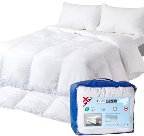 HOMESCAPES King Size Duvet 2.5 Tog, Hotel Quality Soft Touch 'Feels Like Down' Super Microfibre Quilt, Box Stitched, Lightweight Spring Summer Duvets, Hypoallergenic & Machine Washable