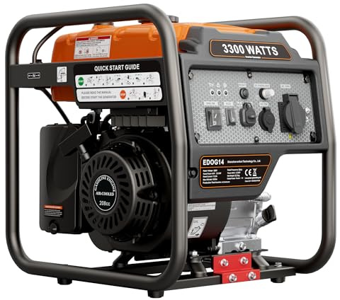 Efurden 3300W Petrol Inverter Generator, Open Frame Gas Powered Generator with ECO Mode for Emergency Home Backup, Caravan, Camping, RV Travel & Jobsites