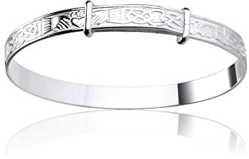 Designer Inspirations Boutique 6MM Wide Irish Claddagh Design Expanding/Expandable/Adjustable Bangle Bracelet for Baby/Child/Children/Women - 925 Sterling Silver - Size: BABY (Medium)