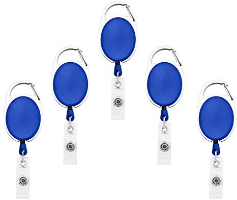 Fushing 5 Ausweisjojo,Einziehbarer Ausweishalter mit Vinyl Strap,Strapazierfähiger Karabiner-Ausweishalter für ID Badge Holder & Kartenhalter（Blau）