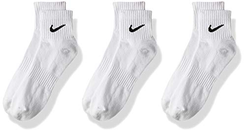 NIKE Men's Everyday Cushion Ankle Socks pair Of 3 , White/Black, M UK