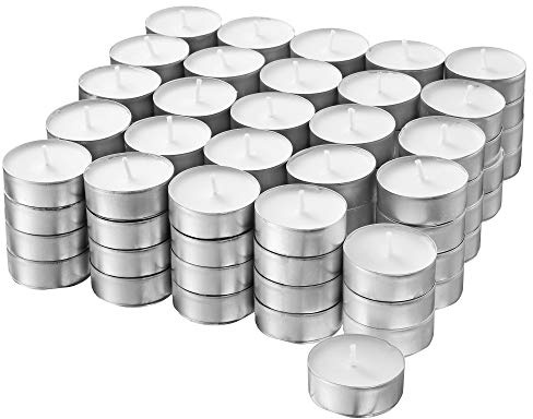 Invero White Unscented Wax Tealight Candles with 4 Hour Burn Time Ideal for all Households, Offices and more (100 Pack)
