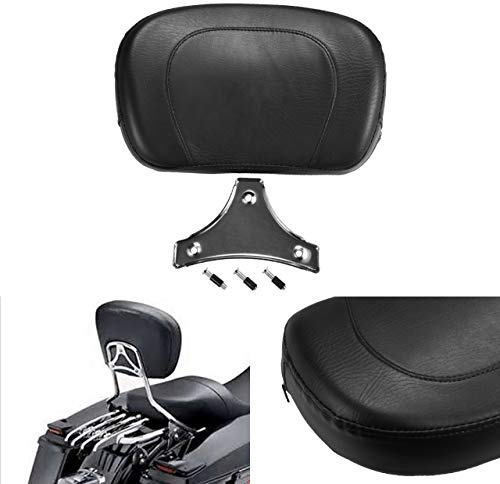 NATGIC Respaldo de motocicleta negro para asiento trasero del pasajero, almohadilla desmontable para Harley Yamaha, Honda, Suzuki, Kawasaki, bicicletas personalizadas/Choppers/Touring/Cruiser