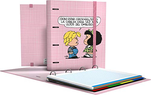 Grafoplás Carpebloc Mafalda, Belly | Incluye 100 Hojas Cuadriculadas 5x5 mm Borde Color, Separadores y Sobre Transparente, Lomo Curvo Ergonómico, FSC