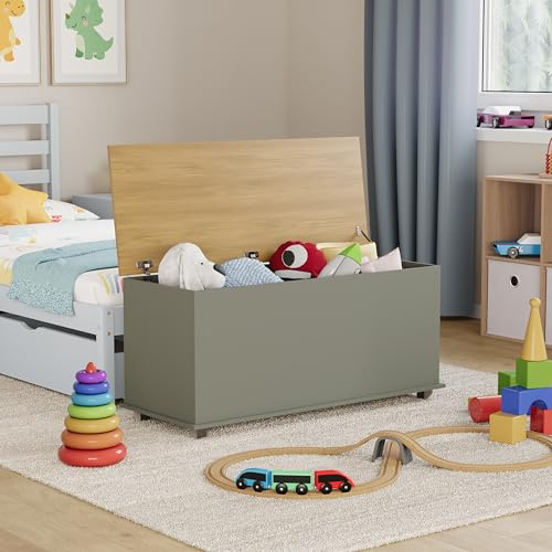 Vida Designs Arlington Spielzeugkiste grau Holz Kinder Aufbewahrungsbox Truhe mit Deckel, Abdeckungen und Decken, Kids Tidy Bin