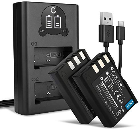 CELLONIC 2x Batteria compatibile con Nikon D3000, D40, D40x, D5000, EN-EL9 | + Caricabatterie Doppio (1000mAh -7.4V-Ioni di Litio) per Nikon D60, EN-EL9A, EN-EL9E, MH-23