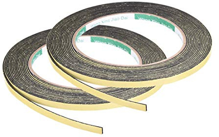 DealMux Schaumstoff-Dichtungsband, 5 mm breit, 1 mm dick, 5 m lang, selbstklebend, für Fenster und Türen, 2 Stück