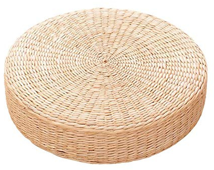 ALXFFBN Stroh-Sitzkissen, 39,9 cm, rund, Pouf, Tatami-Kissen, Stroh, Meditation, weiche Yogamatte, gewebtes Graskissen für Garten, Esszimmer, Wohnzimmer, Heimdekoration