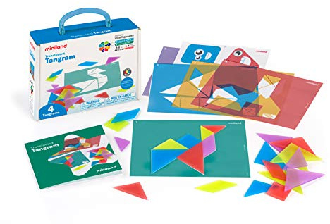 Miniland Translucent Tangram, Tangramspiel für Leuchttische
