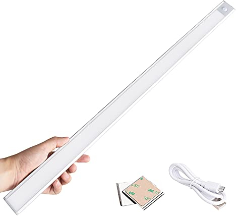 GRIFEMA GD1001-60 Luce Armadio 115LED con Sensore di Movimento, Luci Notturne Wireless Ricarica USB, Barra Lampada Guardaroba, Senza Fili Luci Scale Emergenza, per Armadio Bar Corridoio Garage (60CM)