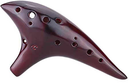 Btuty Okarinas,12 Löcher Keramik Okarina Flöte Alt C Rauchbrand U-Boot Stil Musikinstrument mit Notenpunkten für Musikliebhaber und Anfänger