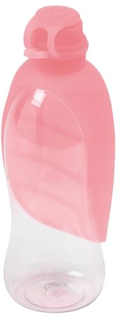 United Pets Leaf - Borraccia per Cani, Ciotola da Viaggio per Cani, di Design, in Silicone, Colore Rosa Chiaro. Dispenser Acqua da Viaggio, Ciotola per Acqua con Bottiglia Inclusa