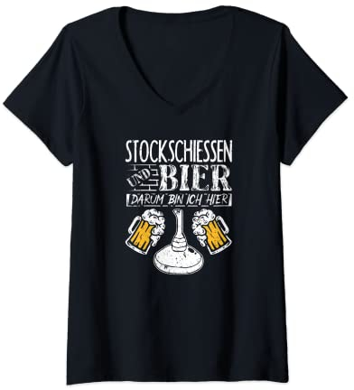 Damen Eisstock Stocksport Zubehör Stockschießen T-Shirt mit V-Ausschnitt
