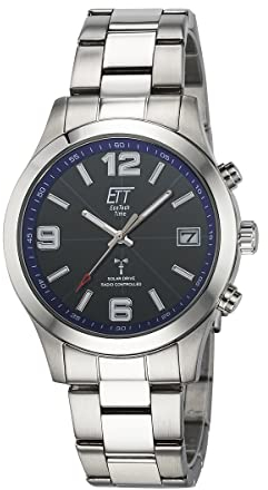 ETT Eco Tech Time Funk Solar Herren Uhr Analog mit digitalem Datum mit Edelstahl Armband EGS-11485-32M