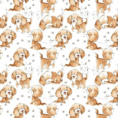 Pingianer 11,99 €/m hund, 100 % bomull, bomullstyg, barn, metervara, hantverk, sömnad, tyg (hund glad vit, 200 x 160 cm (11,99 €/m))