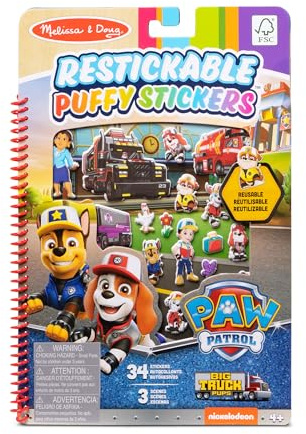 Melissa & Doug Stickeralbum Paw Patrol Big Truck Pups | Mit 31 wiederverwendbaren 3-D-Stickern und 3 Motivseiten | Für Kinder ab 3 Jahren