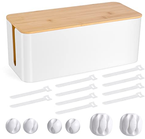 Kabelmanagementbox Holzkasten mittelgroß, Weiß