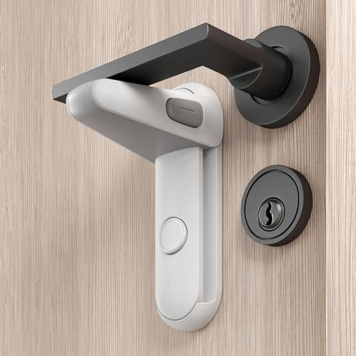 Moonybaby 2 Pack Door Lever Safety Lock, Door Locks for Children, Child Door Handle Lock, Baby Proofing Door Lock Without Drilling, Strong Adhesive, Easy to Install, No Tools Required (White)