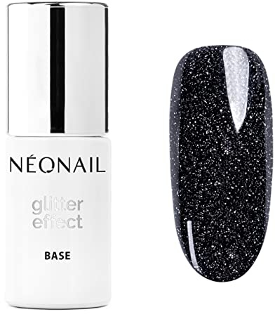 NÉONAIL UV Nagellack - Base Coat Gel UV - Glitter Effect Base Black Shine - Unterlack Für Nägel Lack Gel - Modeling Base - 7,2 ml