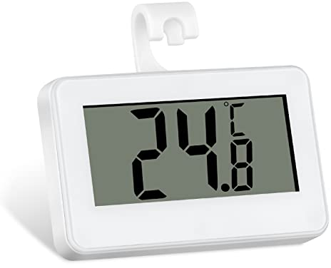OFFCUP Frigorífico Termómetro, Termómetro Digital de Nevera, Termómetro Digital para Congelador, con Gancho y Pantalla LCD Fácil de Leer, para Frigoríficos, Invernaderos, Bodegas, Sótanos, Almacenes
