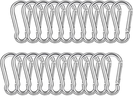 20 Pezzi Moschettoni in Acciaio inox 304,M4 Moschettone Acciaio Inox,40 x 4mm,per Portachiavi, Campeggio, Pesca ed Escursionismo