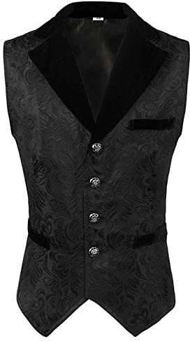 Herren Steampunk Gothic Weste Smoking Anzugweste Männer Herren Steampunk Gothic Formelle Brokat Weste Mittelalter Kostüm Karneval Waistcoat West Vintage Cosplay Vest Overcoat