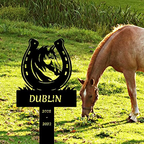 Gerryed Horse Memorial Stake Personalized, Customized Horse Pet Grave Marker in Memorial of Horse Outdoor Horse Tombstone