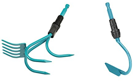 Gardena combisystem Râteau cultivateur : Outil de Jardinage Pratique 2 en 1, Noir Turquoise & Cultivateur de combisystem: Accessoires de Jardin idéal pour desserning de sols incrustés